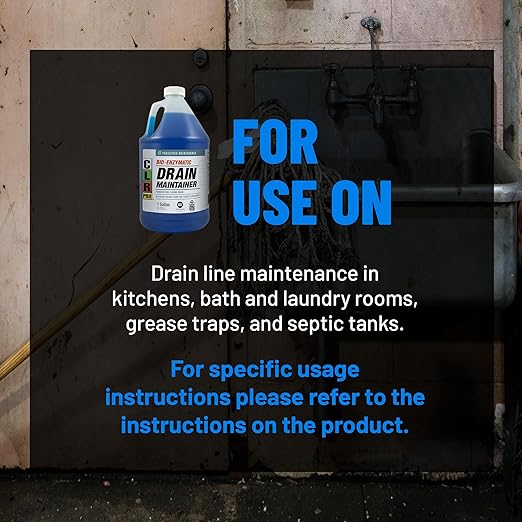 CLR PRO Commercial Drain Maintainer and Grease Trap Treatment, Preventative Maintenance Bio Enzyme Formula, Reduces Odor and Breaks Down Grease, 1 Gallon Bottle