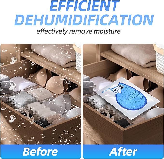 Wisesorb 100 Gram 30 Packs Moisture Absorbers, Dehumidifier Bags for Bathrooms, Basements, Rvs, Humidity Packets for Closet