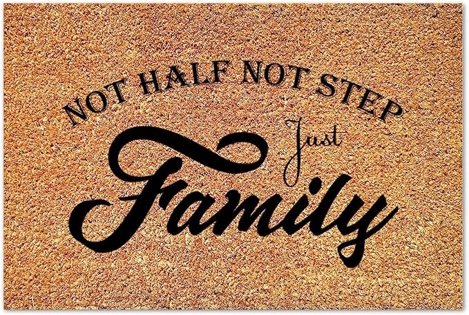 Not Half Not Step Just Family Mat Motivational Quote Thick Non Slip Farmhouse Welcome Mat for Outside Home High Traffic Area for Women Men Soft Low Profile Doormat 18x30 Inch
