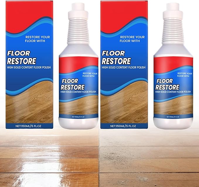 Floor Restore for Wood Floors - Floor Clean Restorer & Polish for Tile, Shine Wood, Laminate, Vinyl, Bamboo - Quick-Drying Flooring Protection Agent (2 pcs)