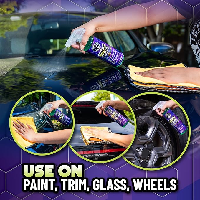 Chemical Guys Raging Rhino Waterless Car Wash And Quick Detailer Spray And Wipe Exterior Cleaner 2 Pack (20 Oz Each) With 6 Premium Microfiber Towels