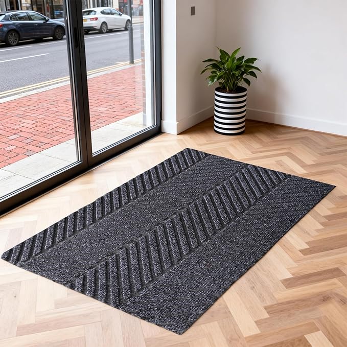 Front Door Mat Indoor Outdoor, Heavy Duty Entryway Doormat with Non Slip Backing, Low Profile Commercial Grade Welcome Mat for Home Entrance, Office, Garage