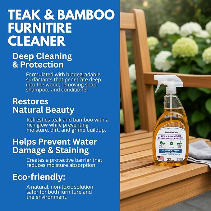 EcoDecors Loveable 32 oz Spray Bottle Teak Cleaner and Loveable Protection 16 oz Teak Sealer