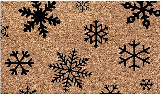 Snowflakes Christmas Door Mat, Xmas Rug Christmas Decorations, Non-Slip Snow Welcome Doormat for Front Door, Indoor Outdoor Holiday Rug for Home Kitchen Floor Christmas Decor 16 X 24 Inch