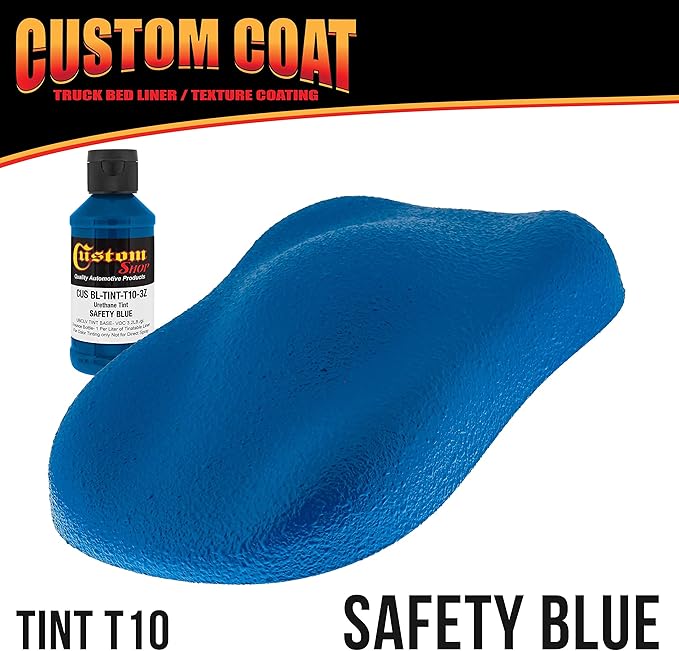 Custom Coat Safety Blue 1.5 Gallon (6 Quart) Urethane Spray-On Truck Bed Liner Kit with Spray Gun and Regulator - Easy Mixing, Shake, Shoot Textured Protective Coating, Prevent Rust - Car, Auto