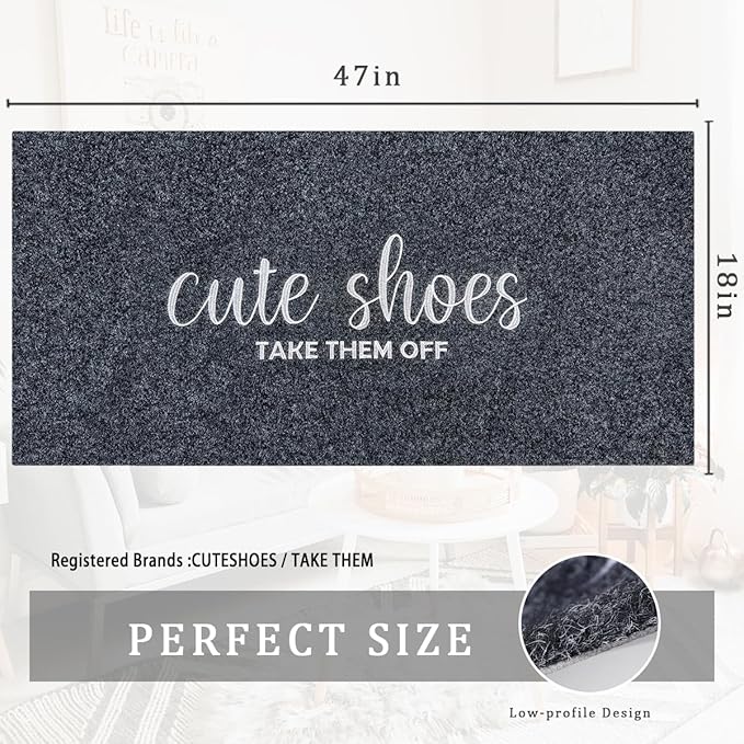 Welcome Mats for Front Door Mats Cute Shoes Take Them Off for Home Entrance with Rubber Backing Mats Heavy Duty Entryway Doormat for Floor Laundry Rooms Mudrooms Garage 47 x 18 Grey