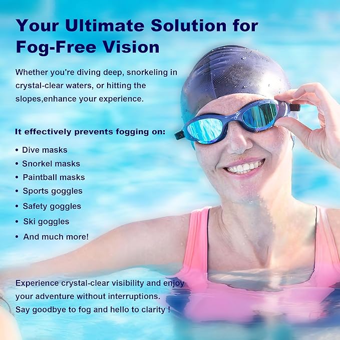 ASDToTio Anti-Fog Spray for Swim Goggles, Eye Glasses, Dive Mask, Rearview Mirror, and Safety Eyewear, Lens Cleaner Spray- Safe for All Lens Types, 1 Oz