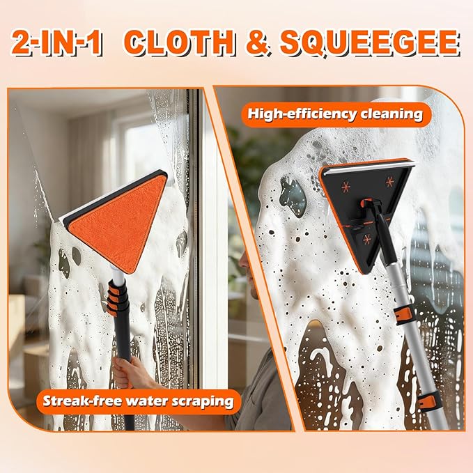 SISUPASSIE 26FT Reach Duster Cleaner Kit, Dusters for Cleaning with Extension Pole, Baseboard & Wall and Window Cleaner Mop for Fan Blades, High Ceiling and Cobweb