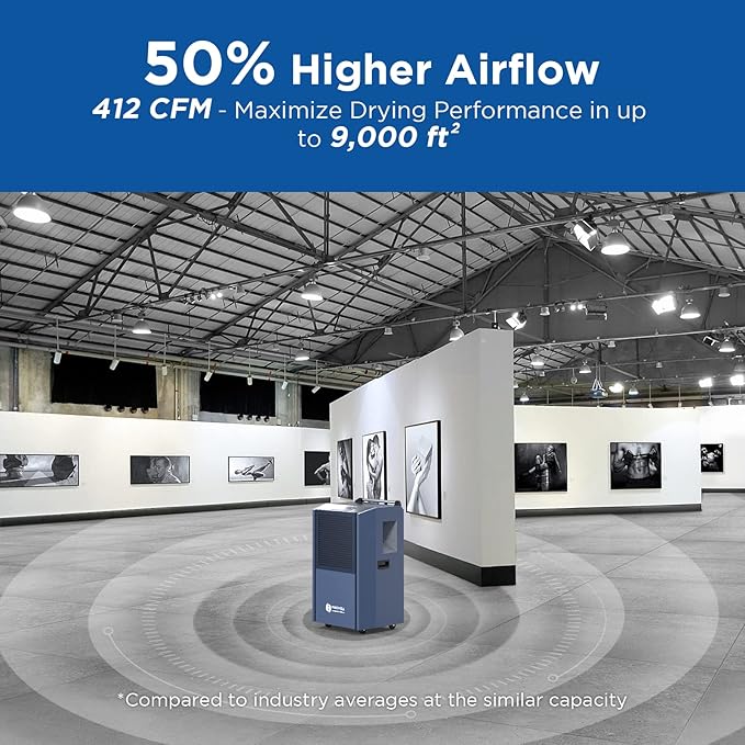 305 Pint Commercial Dehumidifier for Industrial Sites, Commercial-Grade Dehumidifiers with Drain Hose for Large Spaces Basements, Warehouse, Flood Water Damage Restoration