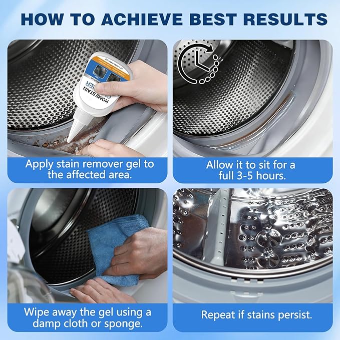 Home Stain Cleaner Gel, Multi-Purpose Household Cleaning Gel for Washing Machine Seals, Refrigerator Strips, Tile Grout, Kitchen Sinks & Bathroom Surfaces, Stain Remover & Deep Cleaning Gel