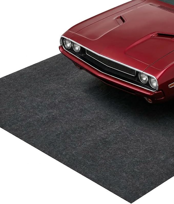 Heavy Duty Garage Mat 7.4'X17', Waterproof Floor Cover with PE Leak-Proof Backing, Slip-Resistant Felt Surface Protects Against Water Snow Mud Oil, Easy to Clean & Trim for Workshop, Driveway, or Gara