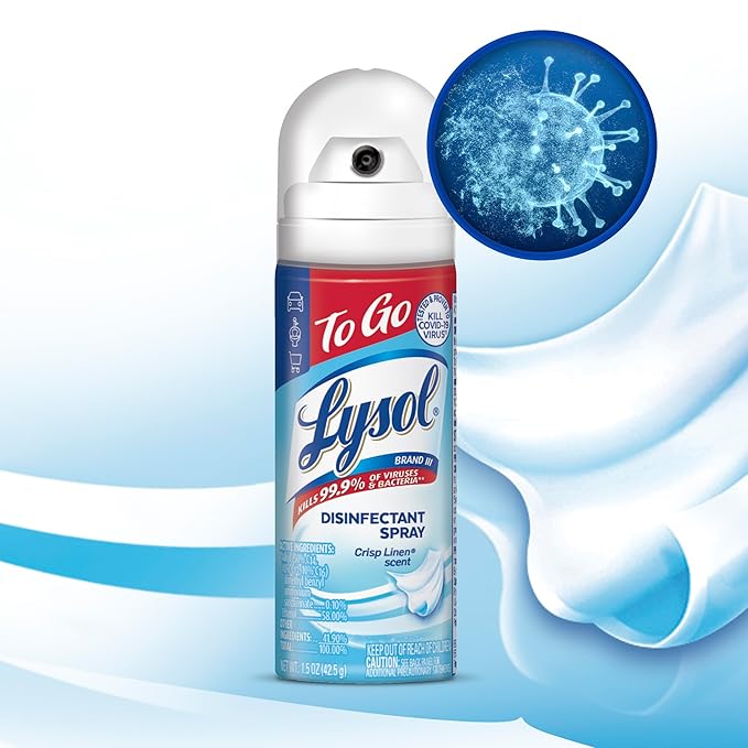 Lysol To Go Disinfectant Spray, Crisp Linen, Travel Size - 1.5 oz (Pack of 4)