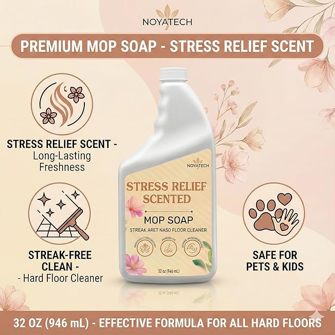 NOYATECH Scented Mop Soap – Stress Relief Aromatherapy Floor Cleaner Concentrate | Non-Toxic, Pet Safe, No Residue | Safe for Hardwood, Tile, Marble, Stone & Grout | All Mop Types | Made in USA