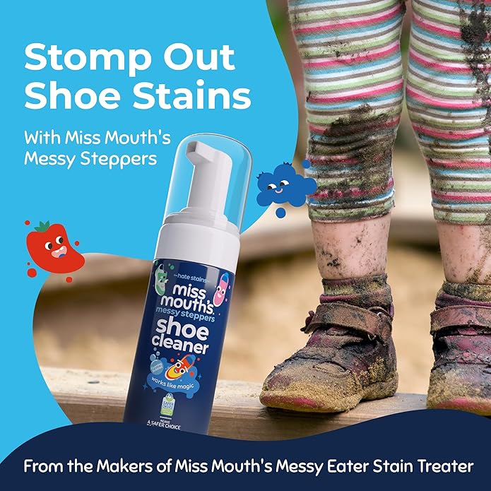 Miss Mouth's Messy Steppers Shoe Cleaner - 4oz Foam and Laundry Brush