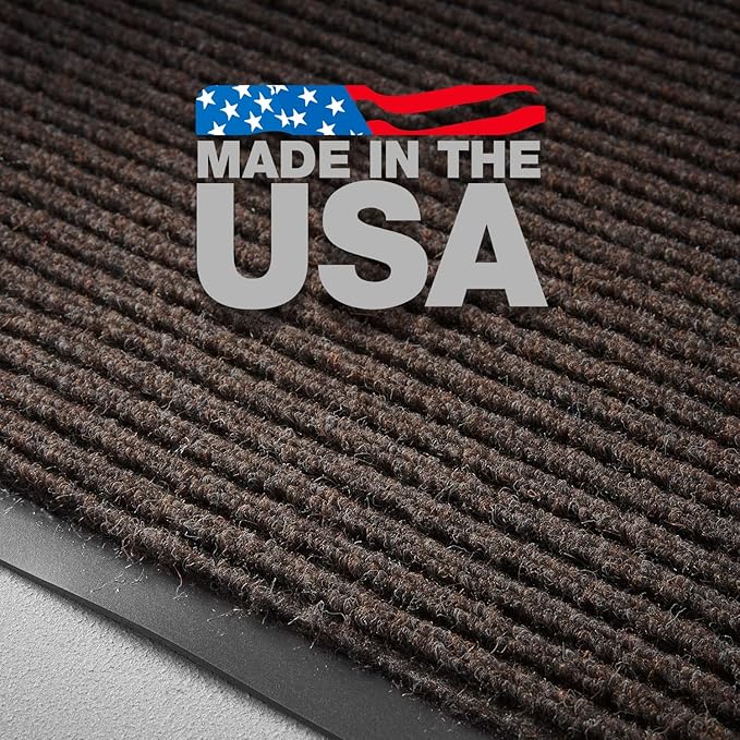 Consolidated Plastics Brush Dry Mat - Made in USA, Heavy-Duty Commercial DoorRug for Indoor/Outdoor Entryways, Non-Slip Backing for High-Traffic Areas (3' W x 10' L, Brown)