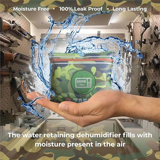 Zarpax Gun Safe Dehumidifier Camouflage - Rechargeable Desiccant Dehumidifier Bags - Reusable & Absorbs Moisture & Humidity - 1x Pack