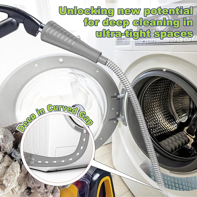 Sealegend Dryer Vent Cleaner Kit Dryer Lint Vac Attachment with Brush, Lint Remover, Dryer Vent Vacuum Hose Cleaning Tools, Grey