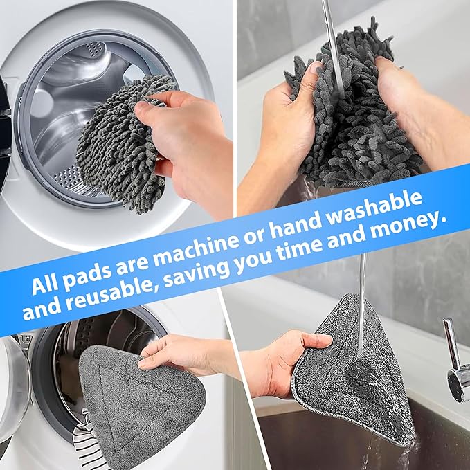 Wall Cleaner Mop with 80" Long Handle.3-in-1 Ceiling Cleaning Tool Duster with 180° Foldable & 360° Rotating Head. Includes 6 Washable Pads for Walls, Baseboards, Windows & Floors. No Ladder Needed.