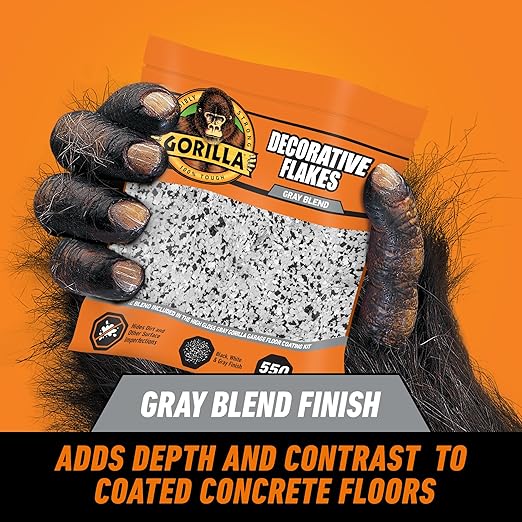 Gorilla Garage Floor Coating Decorative Flakes – Gray, Black & White Blend – Matches High-Gloss Gray Kit – Hides Dirt & Imperfections – Use with Epoxy or Concrete Coatings – Covers up to 550 sq. ft.