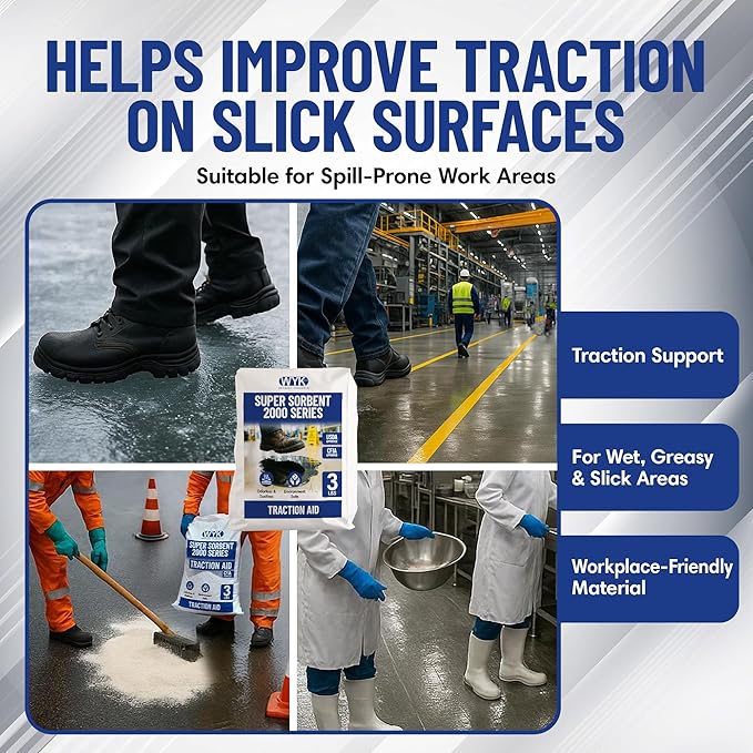 WYK 16lb Super Sorbent 2000 Series – Industrial Oil Absorbent Granules & Traction Agent for Spills, Leaks & Safety Maintenance – Fast-Acting Multi-Purpose Spill Absorber