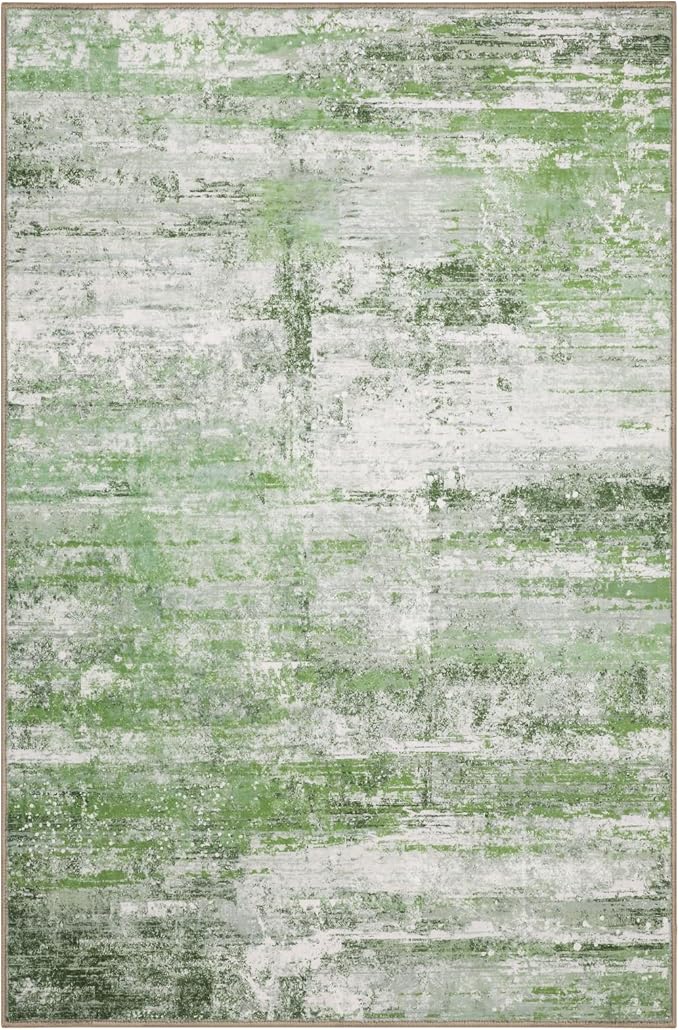 Abstract 4x6 Area Rug for Living Room Dining Room Entryway Sage Green