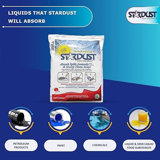 STARDUST Super Absorbent 1.5 Cu.Ft. Bag - Stardust Powder, Floor Dry Absorbent, Absorbent Powder, Bags for Spill Cleanup, Oil Dry Absorbent, Spill Absorber Cleaning Solution