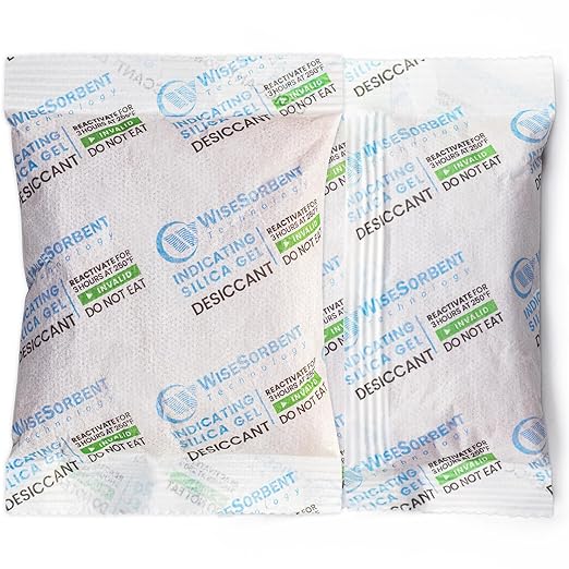 Wisesorb 3Pcs 100g Rechargeable Desiccant Packs, Indicating Silica Gel Packets, Moisture Absorbers for Storage, Gun Safe Dehumidifiers