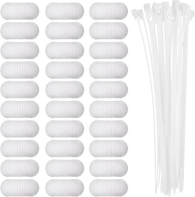 Sumind 30 Pack Nylon Lint Trap Washing Machine Fabric Mesh Snare Washer Lint Catcher with 30 Pack Cable Ties
