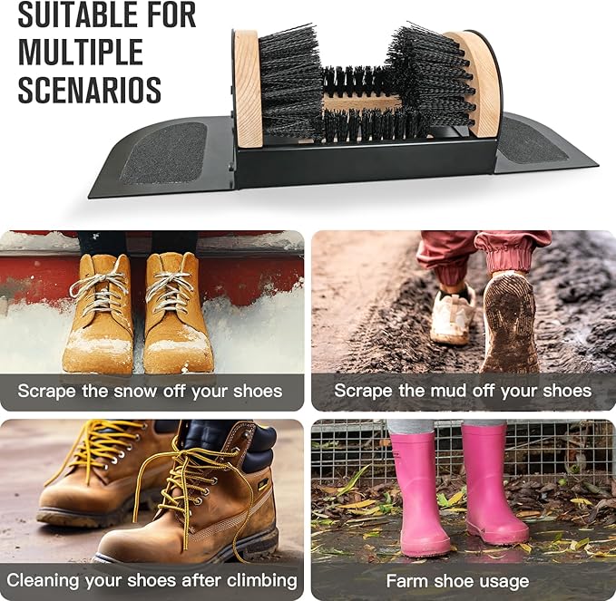 MAXIMILIAN Boot Scraper Outdoor Shoe Brush with Flaps Boot Scrubber Cleaning Heavy-Duty Shoe Cleaner Footwear Cleaning Tool for Mud, Dirt, and Snow