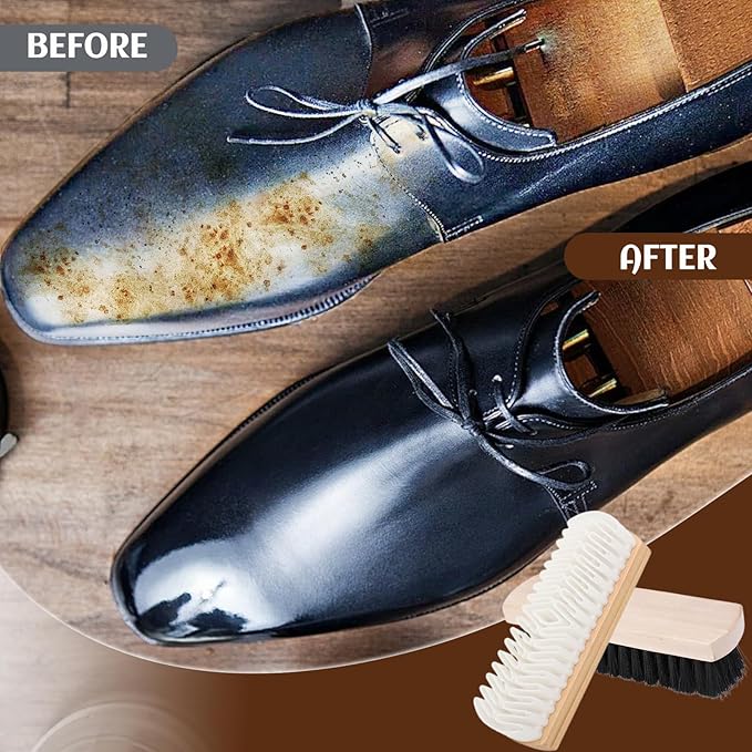 Shoe Brush Boot,Horse Hair Brush for Leather Suede Brush,Shoe Brushes for Cleaning(2 Pcs)