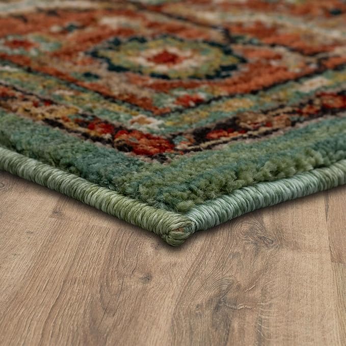 Mohawk Home Celine Traditional Ornamental Aqua Blue 2' X 7' Area Rug Perfect for Living Room, Dining Room, Office, Kitchen, Entryway, Hallway