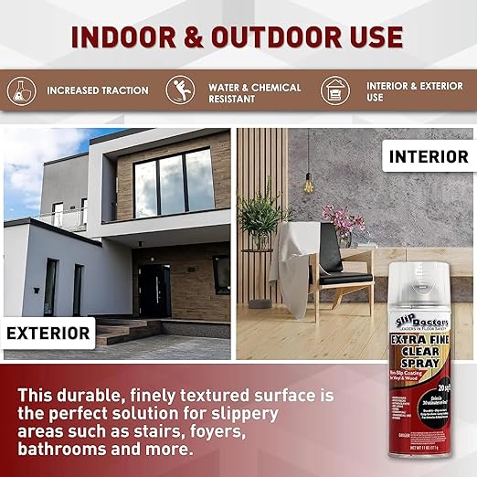 Anti-Slip Spray for Wood, Vinyl and Laminate Floors and Stairs – Clear Extra Fine Non-Slip Spray-On Grip Coating