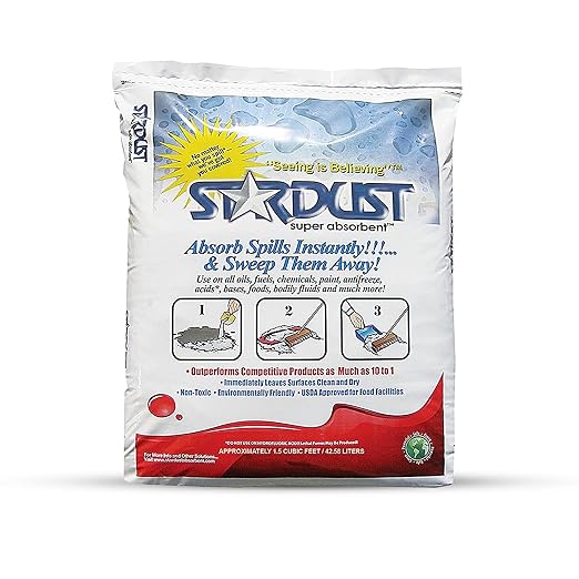 STARDUST Super Absorbent 1.5 Cu.Ft. Bag - Stardust Powder, Floor Dry Absorbent, Absorbent Powder, Bags for Spill Cleanup, Oil Dry Absorbent, Spill Absorber Cleaning Solution