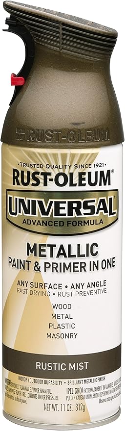 Rust-Oleum 261414 Universal All Surface Metallic Mist Spray Paint, 11 oz, Rustic Mist