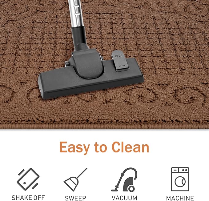 Echaprey Half Round Non-Slip Kitchen Bathroom Toilet Doormat Floor Rug Mat Keeps Your Floors Clean Home Decor (Small, Coffee)