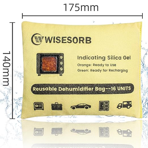 Wisesorb 4 Pack 500G Reusable Silica Gel Desiccant Dehumidifier Bags, Color Indicating Moisture Absorbers for Car, Closet, Basement & Garage, Microwave Rechargeable Reusable Drying Bags