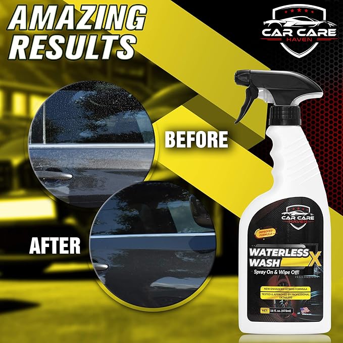 Waterless Wash X Car Detailing Without Water (Gallon + 16oz+ 5 Microfiber Towels) Quick Detailer for Any Vehicle-Wash in Your Garage, at Work, or Anywhere-Spray On & Wipe Off