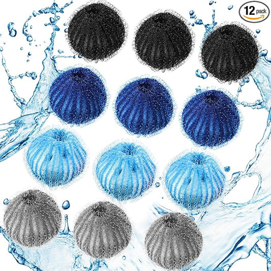 Blulu 12 Pieces Pet Hair Remover for Laundry Dryer Balls Reusable Washing Machine Hair Catcher Pet Dog Cat Catcher Lint Remover (Gray Blue Color)