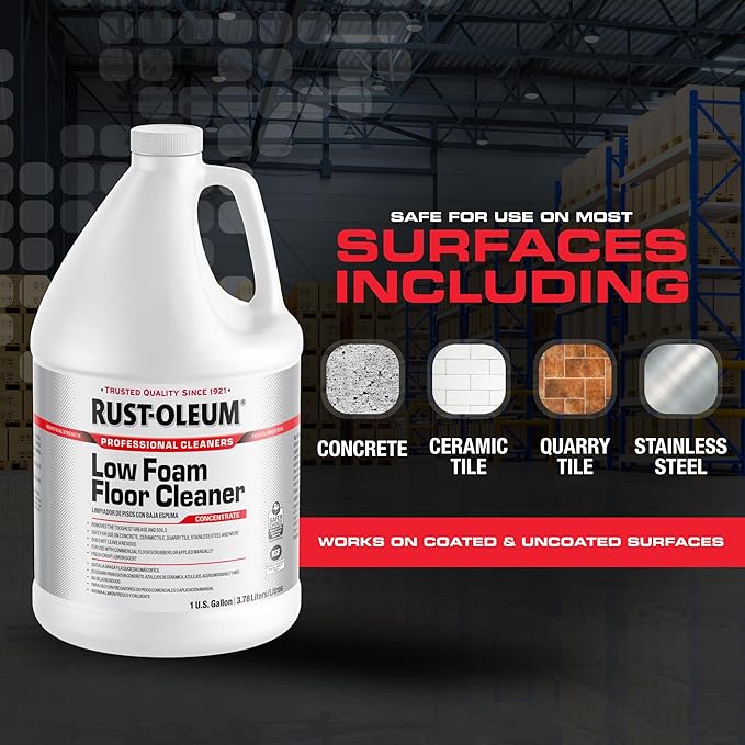 Rust-Oleum Professional Cleaners Low Foam Floor Cleaner | 1 Gallon (128 oz) | Professional Strength Concentrate | Lemon Scent