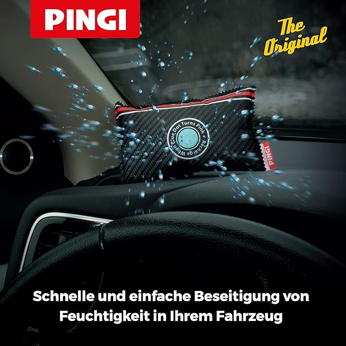 Pingi Dehumidifier Car and Home - Absorbs Moisture Condensation Damp Keeping Windscreens Clear - 100% Leakproof & Reusable Bag - 1 x 300g
