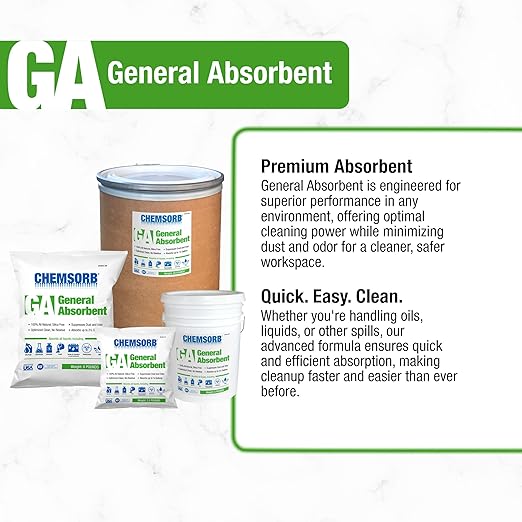 GA - General Absorbent - 1 Gal. Bag, SP30GA-L1B, Universal Absorbent, Light Weight Spill Response. Silica Free, Absorb: Oil, Grease, Chemicals, Solvents, Diesel Fuel, White