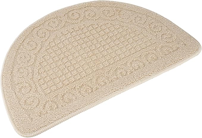 Echaprey Half Round Non-Slip Kitchen Bathroom Toilet Doormat Floor Rug Mat Keeps Your Floors Clean Home Decor (Large, Camel)