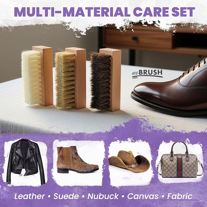 3 Small Shoe Brushes, Shoes Cleaning Brush Kit, Suede Shoe Cleaner, Boot White Sneaker Cleaner with Nylon Boar Horsehair Bristles Suede Brush for Canvas Leather Bags Jackets Scrub & Polish