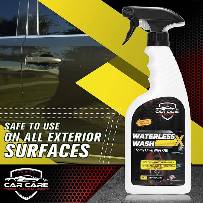 Waterless Wash X Car Detailing Without Water (Gallon + 16oz+ 5 Microfiber Towels) Quick Detailer for Any Vehicle-Wash in Your Garage, at Work, or Anywhere-Spray On & Wipe Off