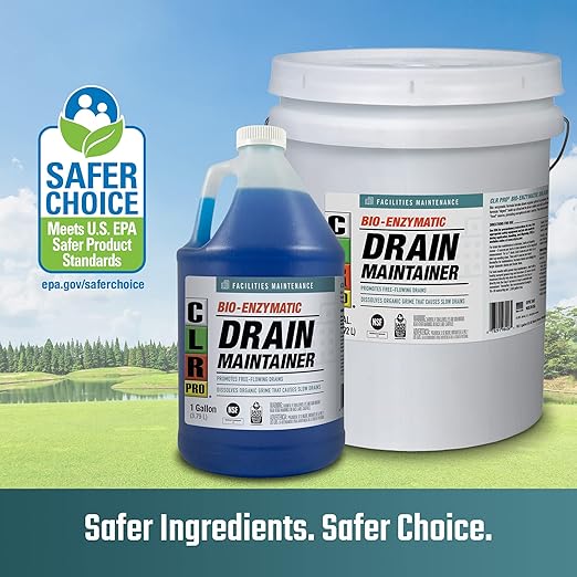 CLR PRO Commercial Drain Maintainer and Grease Trap Treatment, Preventative Maintenance Bio Enzyme Formula, Reduces Odor and Breaks Down Grease, 5 Gallon Pail