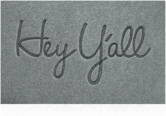 Mats Outdoor Front Door Mat Indoor Entrance with Non Slip Rubber Back Funny Durable Heavy Duty Backing Hey Y'all Doormats Entryway, Light Gray 36" x 24"