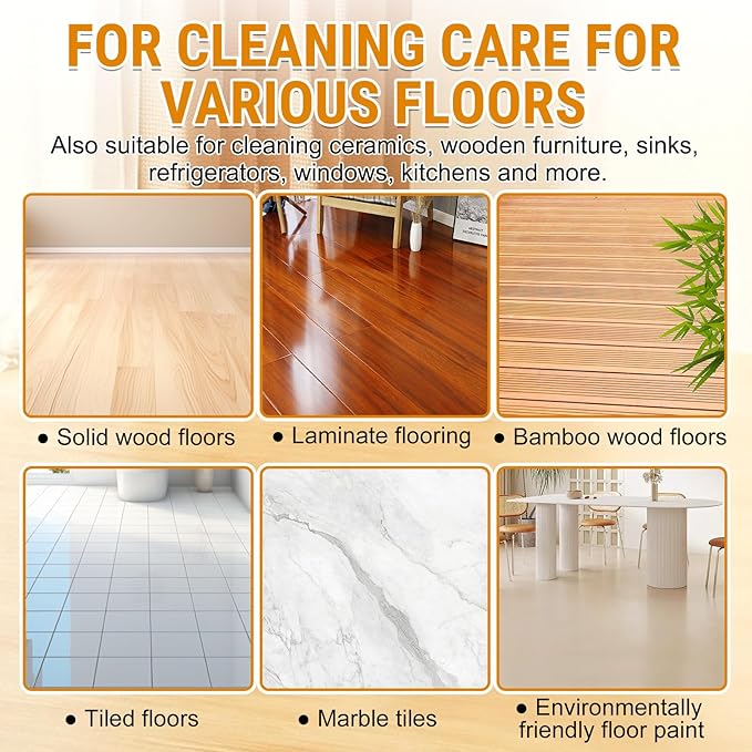 Household Hardwood Floor Cleaner, Floor Cleaner Liquid for Mopping, Floor Solution for Mopping Wood Tile Laminate, Marble, Porcelain Shower Bathroom, Pet-friendly