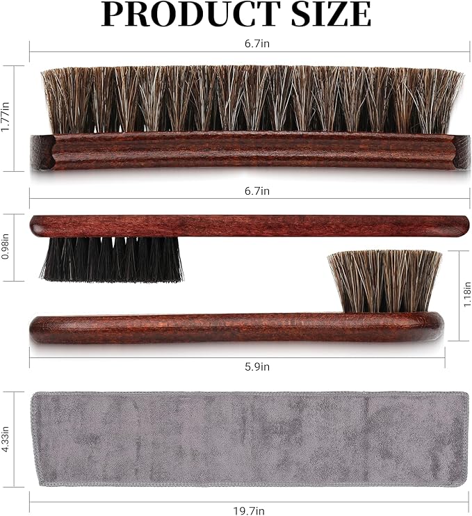 4PCS 100% Horse Hair Brush for Leather Shoe Brush Cleaning Boot Care Horse Hair Brush for Polishing Shining Buffing Dauber Applicator Suede Brush Professional Shoe Shine Brush for Cloth Car Seat Bag
