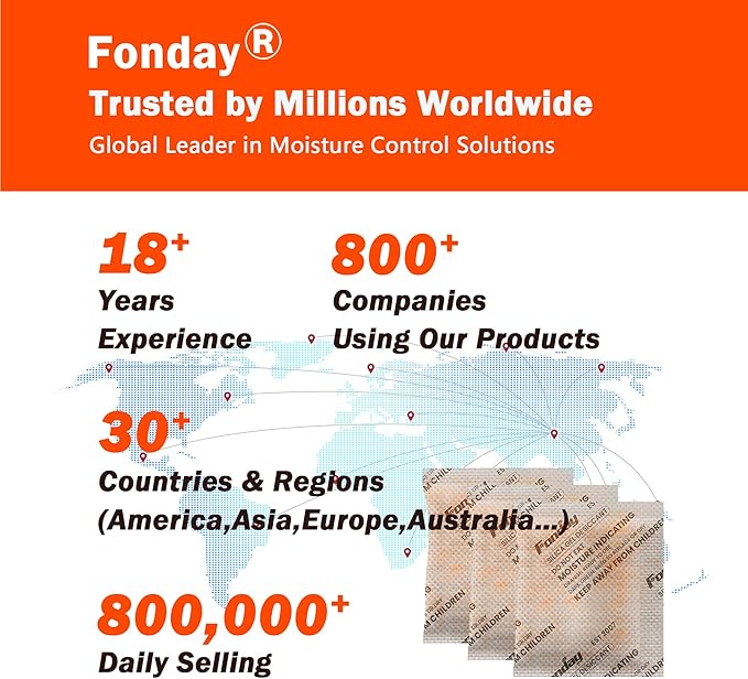 50g x 40 Packs Fonday Rechargeable Silica Gel Desiccant Packets Fast Reactivate Desiccant Bags Moisture Indicating Orange to Green for Food Storage, Electronics, 3D Filament & Safes