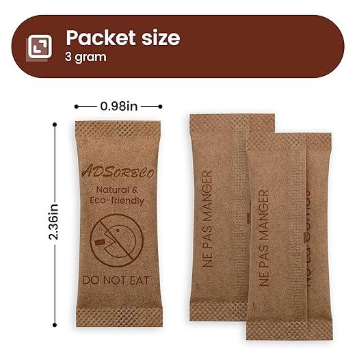 Bentonite Clay Desiccant Packs– Food Grade Moisture Absorbers for Pet Food, Tea, Dry Grains, Spices, Storage Bins – Silica Gel Packets Alternative, Desiccant Packs for Storage (50, 3g)